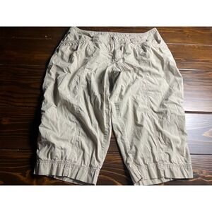 JMS Just My Size Capri Pants Women's Plus Size 22W Tan Double Button Pockets